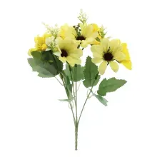 Flores Decorativas Permanentes - Margarida X6 30cm Amarelo - 1 Buquê