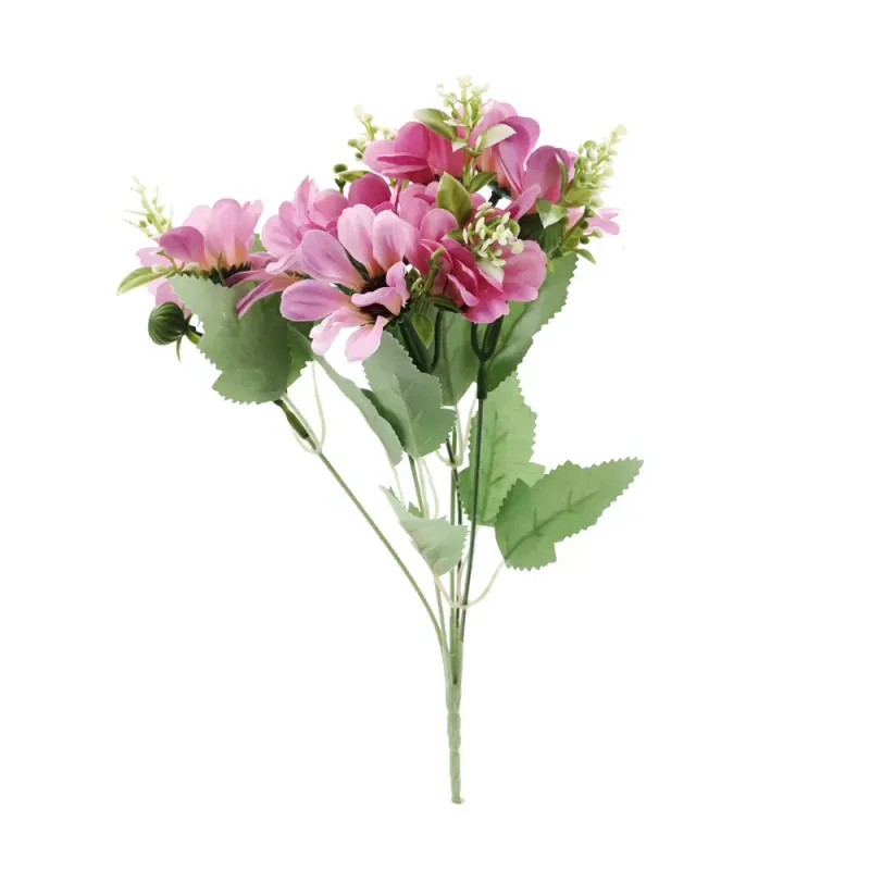 Flores Decorativas Permanentes - Margarida X6 30cm Rosa - 6 Buquês