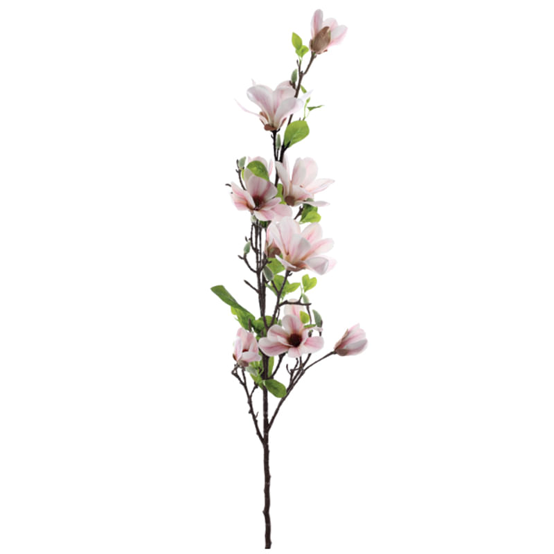 Flores Decorativas Permanentes - Magnólias X8 1,32 Metros Rosa Claro - 1 Haste