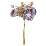 Flores Decorativas Permanentes - Buquê Misto Flores 30cm Lilás/Verde - 6 Buquês