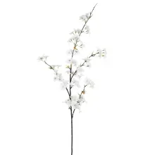 Flores Decorativas Permanentes - Flor de Cerejeira 1,05 Metros Branco - 6 Hastes