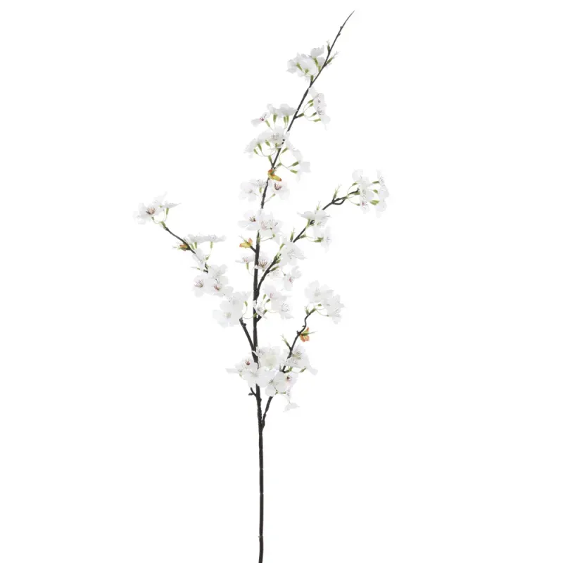 Flores Decorativas Permanentes - Flor de Cerejeira 1,05 Metros Branco - 6 Hastes
