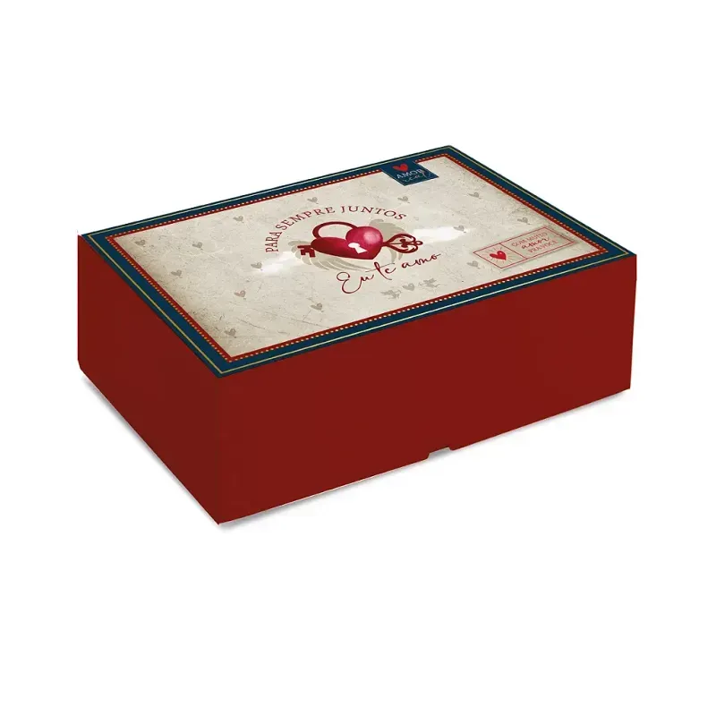 Kit Caixa Retangular Realce Amor Real G 30x20x11,5cm - 10 Un