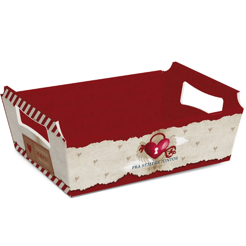 Kit Cesta de Cartão Amor Real MG 27x18,5x9,5cm - 10 Un
