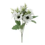 Flores Decorativas Permanentes - Margarida X6 30cm Branco - 6 Buquês