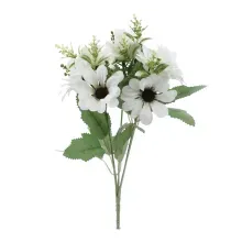 Flores Decorativas Permanentes - Margarida X6 30cm Branco - 6 Buquês
