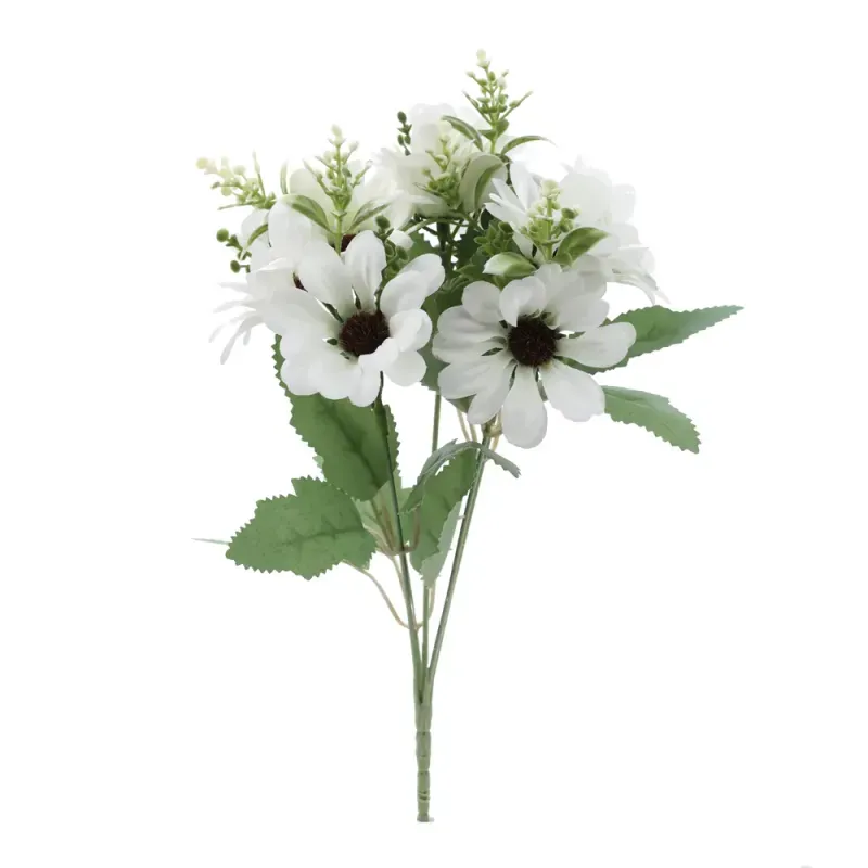 Flores Decorativas Permanentes - Margarida X6 30cm Branco - 6 Buquês