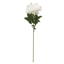 Flores Decorativas Permanentes - Rosa Decorativa Toque Aveludado 80cm Branco - 6 Hastes