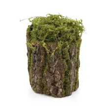 Tronco Decorativo Vertical Musgo/Madeira M 18x18x25cm Verde/Marrom - 1 Un