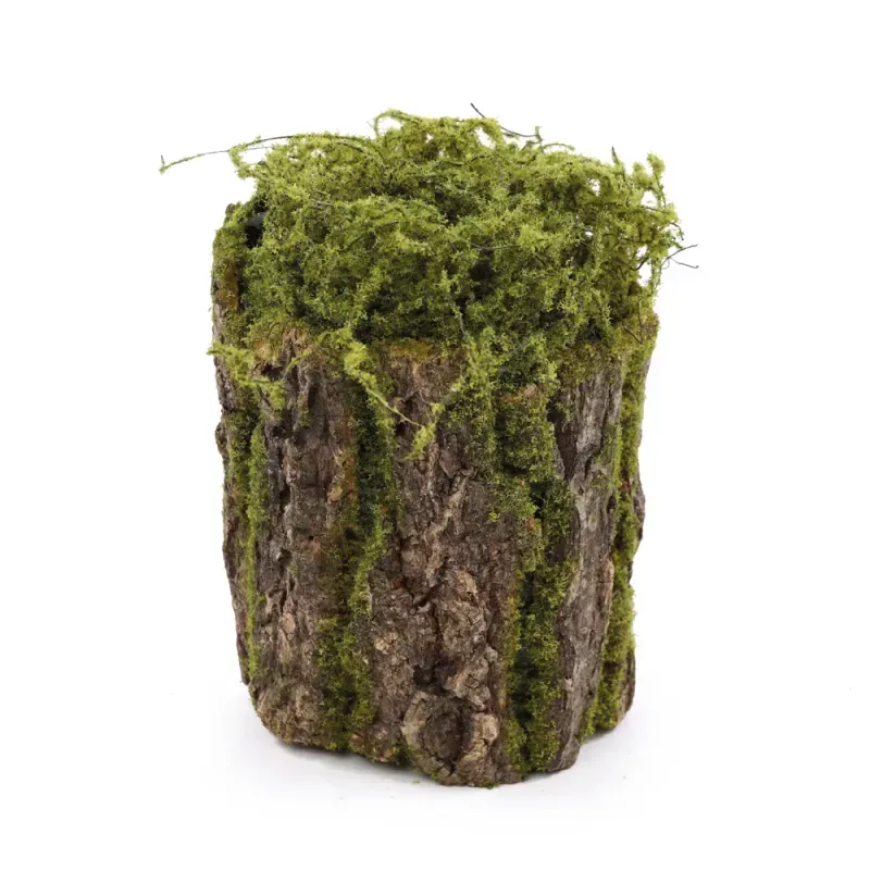 Tronco Decorativo Vertical Musgo/Madeira M 18x18x25cm Verde/Marrom - 1 Un