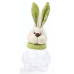 Pote Decorativo Plástico Cabeça de Coelho em Pelúcia Poá Verde 20cm - 6 Un