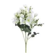 Flores Decorativas Permanentes - Buquê Flores e Sementes 32cm Branco - 6 Buquês