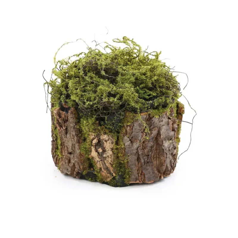 Tronco Decorativo Vertical Musgo/Madeira P 16x20x18cm Verde/Marrom - 1 Un