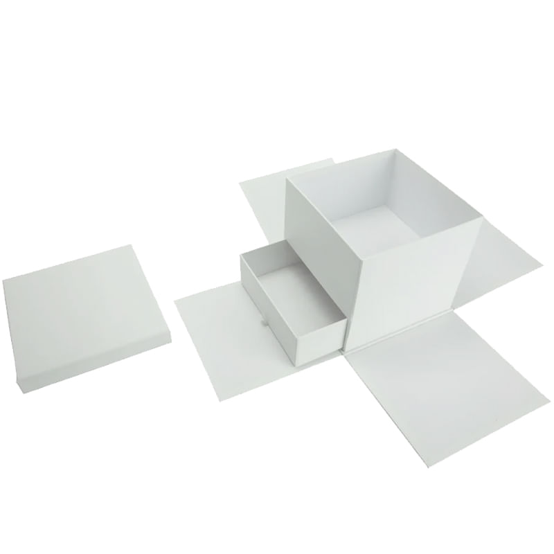 Caixa Quadrada Surpresa de Papel Liso 20x20x18cm Branco - 1 Un