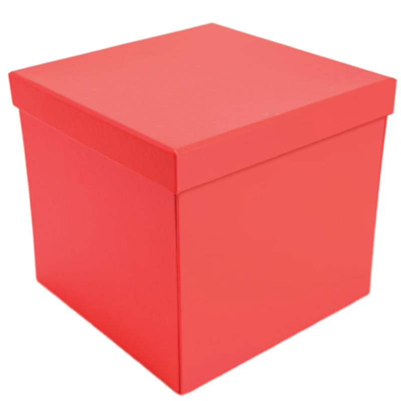 Caixa Quadrada Surpresa de Papel Liso 20x20x18cm Vermelho - 1 Un