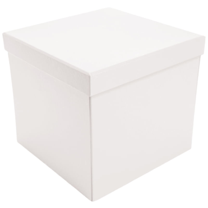 Caixa Quadrada Surpresa de Papel Liso 20x20x18cm Branco - 1 Un