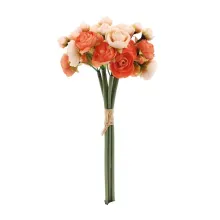 Flores Decorativas Permanentes - Ramalhete de Mini Rosas X19 32cm Laranja - 1 Ramalhete