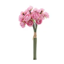 Flores Decorativas Permanentes - Ramalhete de Mini Rosas X19 32cm Rosa - 1 Ramalhete