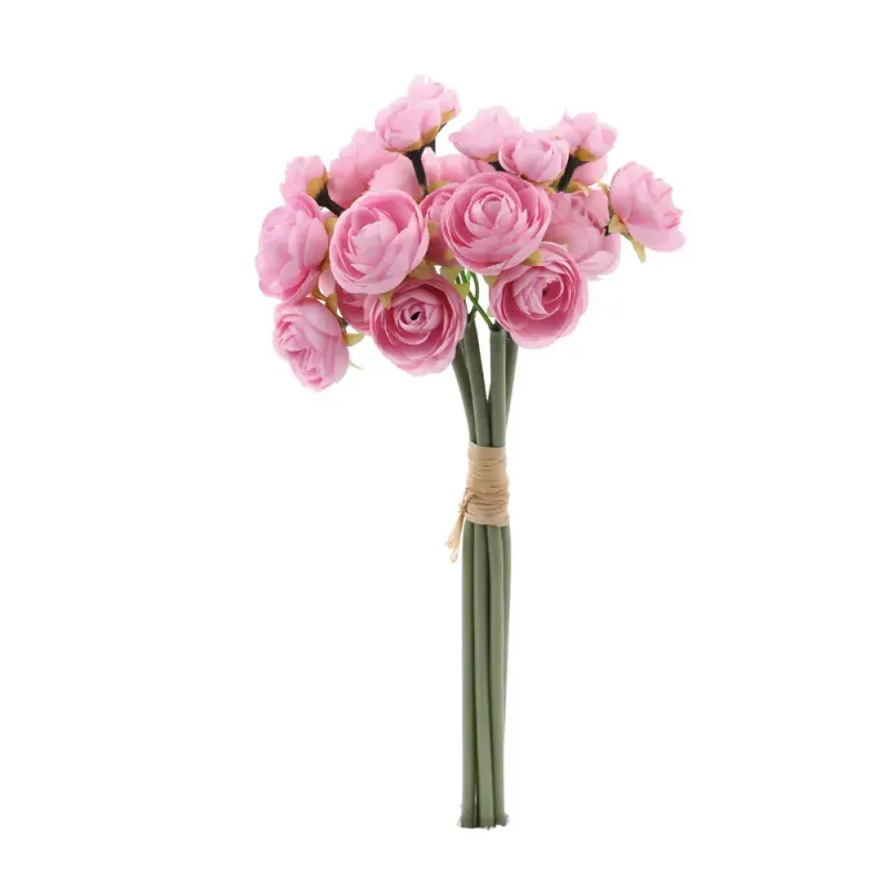 Flores Decorativas Permanentes - Ramalhete de Mini Rosas X19 32cm Rosa - 1 Ramalhete
