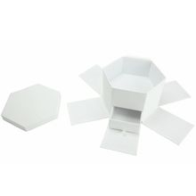 Caixa Hexagonal Surpresa de Papel Liso 24,2x21x15,5cm Branco - 1 Un