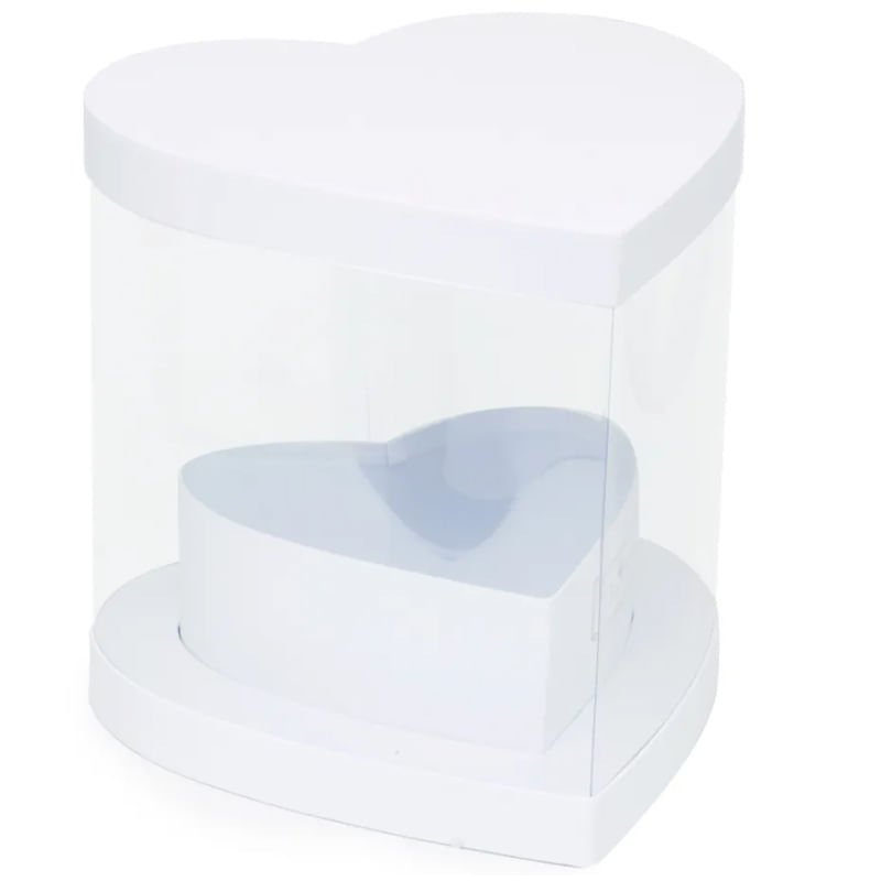 Caixa Coração com Tampa Liso 26x26x25,5cm Branco - 1 Un