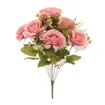 Flores Decorativas Permanentes - Buquê de Rosas X7 50cm Rosa - 1 Buquê