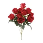 Flores Decorativas Permanentes - Buquê de Rosas X11 49cm Vermelha - 1 Buquê