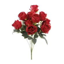 Flores Decorativas Permanentes - Buquê de Rosas X11 49cm Vermelha - 1 Buquê