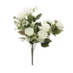 Flores Decorativas Permanentes - Buquê de Rosas X9 47cm Branco - 1 Buquê