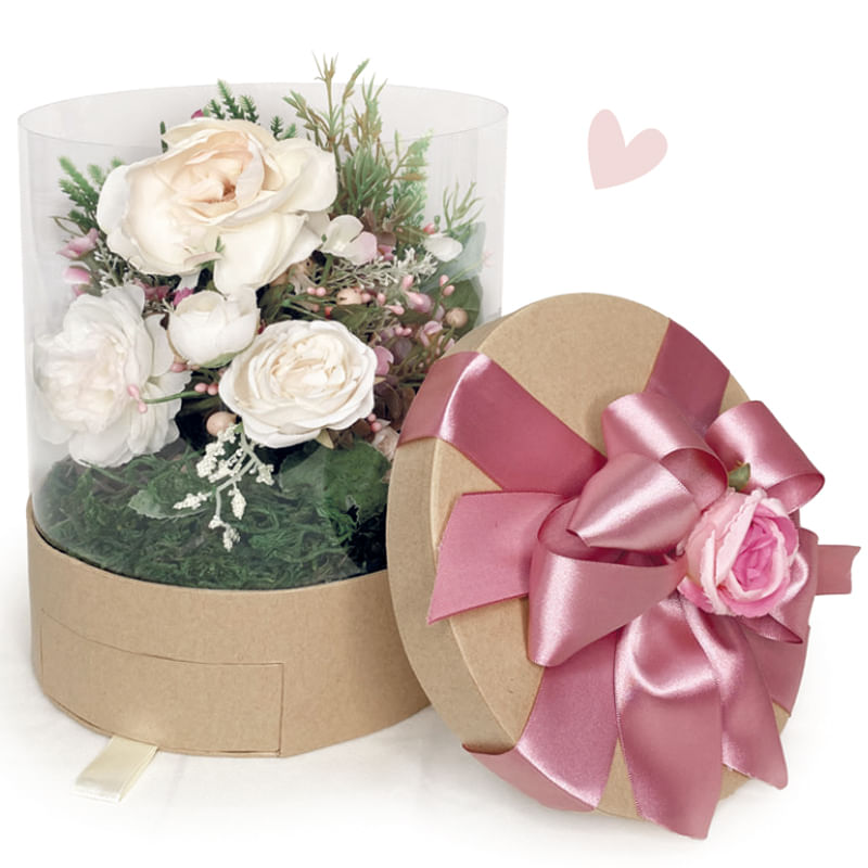 Caixa Redonda com Gaveta Liso 22x26,5cm Kraft - 1 Un