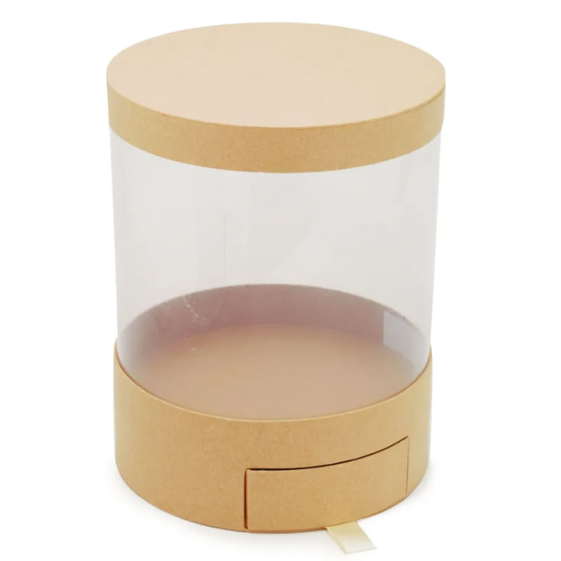 Caixa Redonda com Gaveta Liso 22x26,5cm Kraft - 1 Un