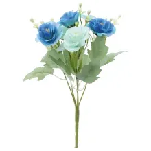 Flores Decorativas Permanentes - Misto Flores 5 Ramos 33cm Azul - 6 Buquês