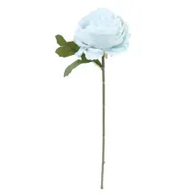 Flores Decorativas Permanentes - Peônia Solitária 30cm Azul/Verde - 6 Hastes