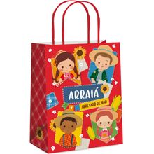 Sacola de Papel Quadrilha Junina M 26x19,5x9,5cm - 10 Un