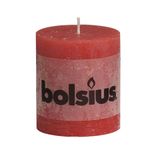 Natal - Vela Pilar Rústico Vermelho 8X68 cm (Velas Bolsius) - 6 Un