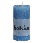 Natal - Vela Pilar Rústico Azul Claro 10X5 cm (Velas Bolsius) - 8 Un