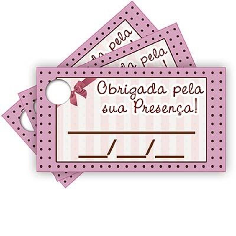 Tags com Furo Rosa e Marrom Petit Poá - 15 Un