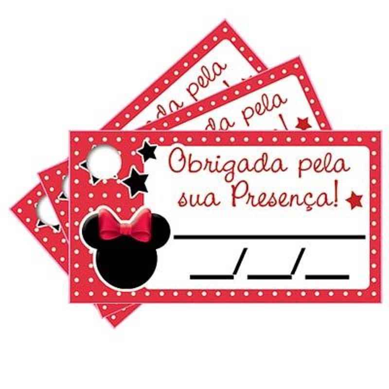 Tags com Furo Minnie Vermelha - 15 Un