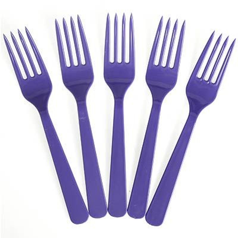 Garfo Plástico para Refeição Happy Line Roxo - 10 Un