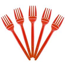 Garfo Descartável para Sobremesa Vermelho - 50 Un