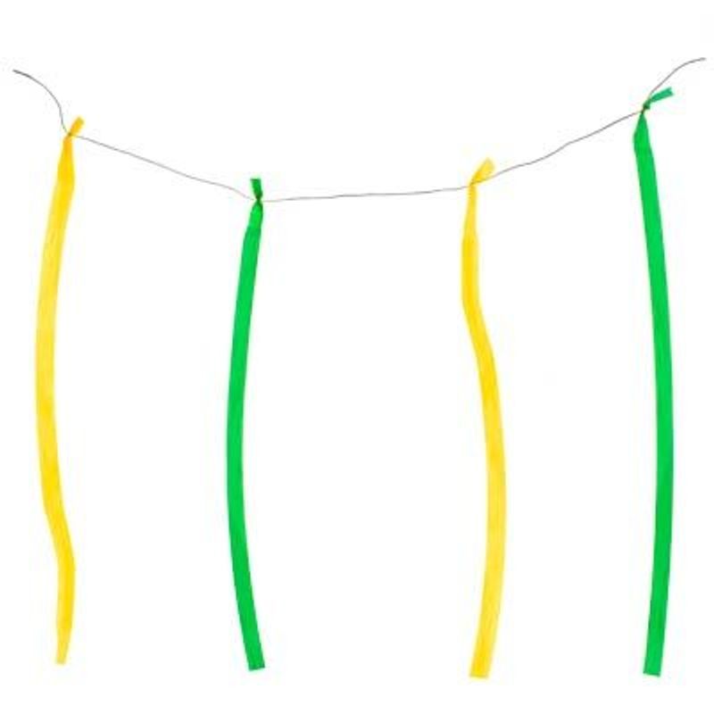 Fita Decorativa Plástica Verde e Amarelo - 10 Metros