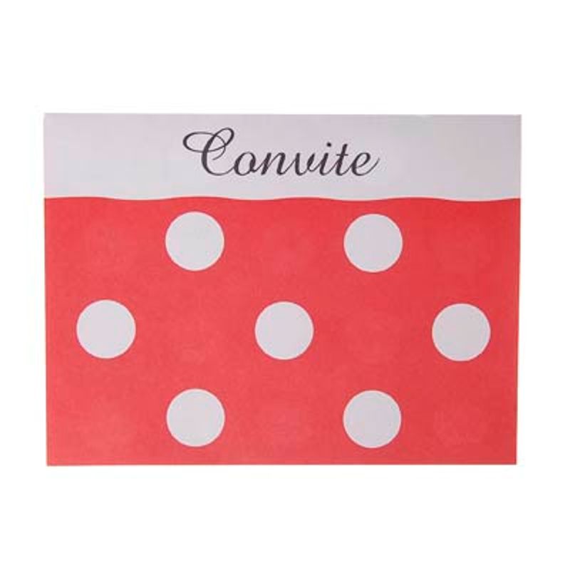 Convite para Festa Bolinhas VERMELHO 08 Un