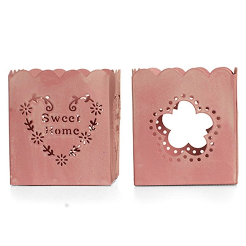 Pipoca doce Rosa (Porta Velas em Metal) 7x6x6 - 1 Un