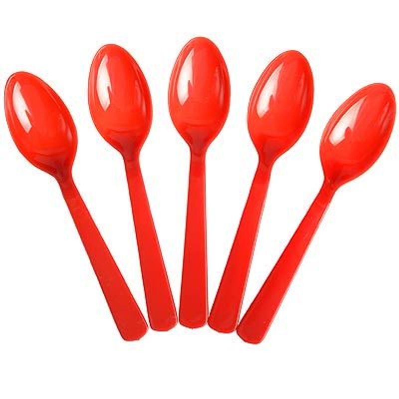 Colher Plástica para Refeição Happy Line Vermelho - 10 Un