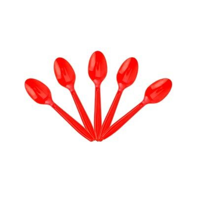 Colher Plástica para Refeição Happy Line Vermelho - 10 Un
