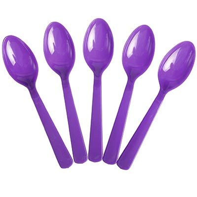 Colher Plástica para Refeição Happy Line Roxo - 10 Un