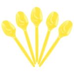 Colher Descartável para Sobremesa Amarelo - 50 Un