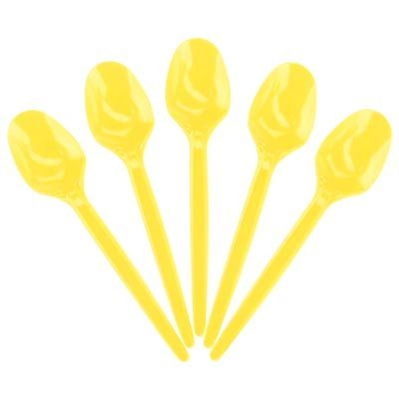 Colher Descartável para Sobremesa Amarelo - 50 Un