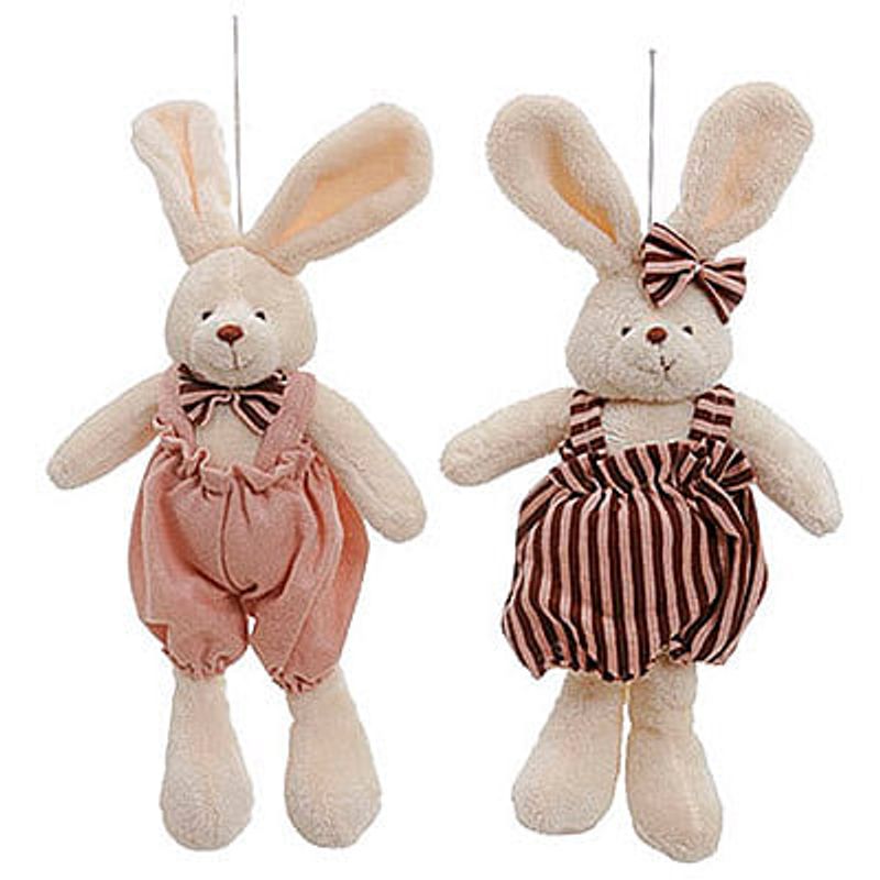 Coelhos Roupa Listrada Rosa Claro ( Mini Coelhos ) 23cm - 6 Un