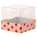 Caixinha PVC para Brigadeiro 4.5cm Rosa e Marrom Poá - 10 unidades